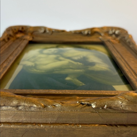 Antique Convex Glass Reproduction of Sistine Madonna by Italian Artist Raphael - Picture 3 of 14